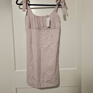 New LA Hearts PacSun gingham print mini dress with tied straps and a ruched bust